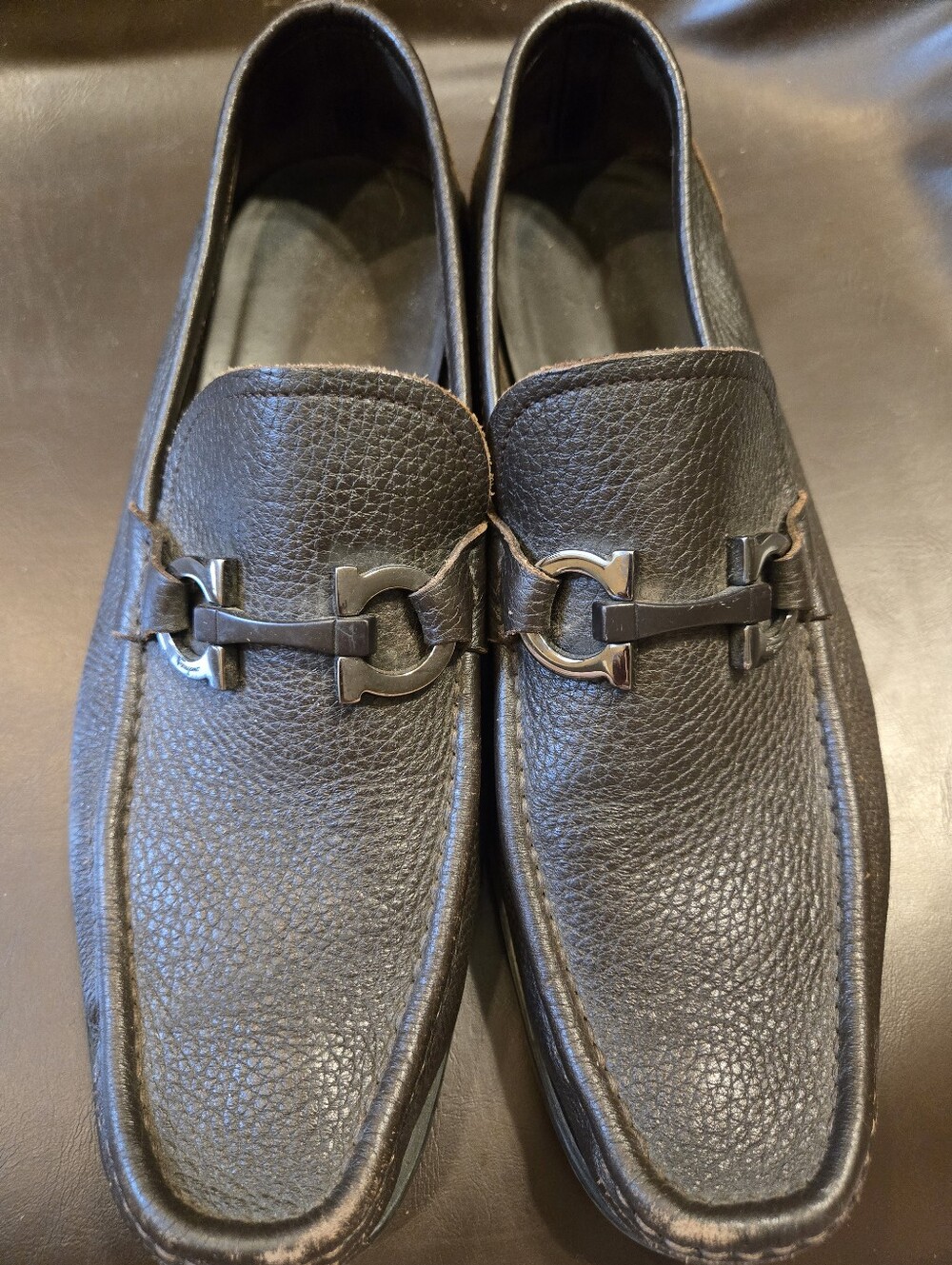 Salvatore Ferragamo Grandioso Gancini Bit Loafer  Brown Calfskin Size 8